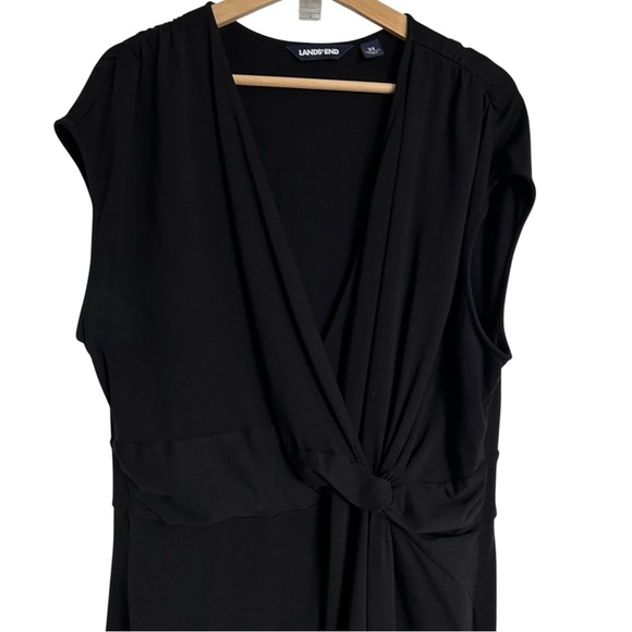 Lands End Petite Faux Wrap Dress Black Cap Sleeve Size 2X 20W-22W - Picture 4 of 11